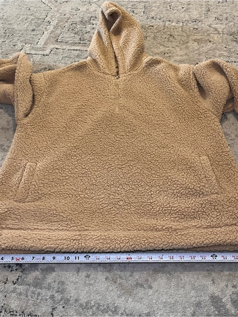 Koolaburra by UGG oversized Hooded Sherpa Pullover Sweater Tan Women 2X 1/4‎ Zip